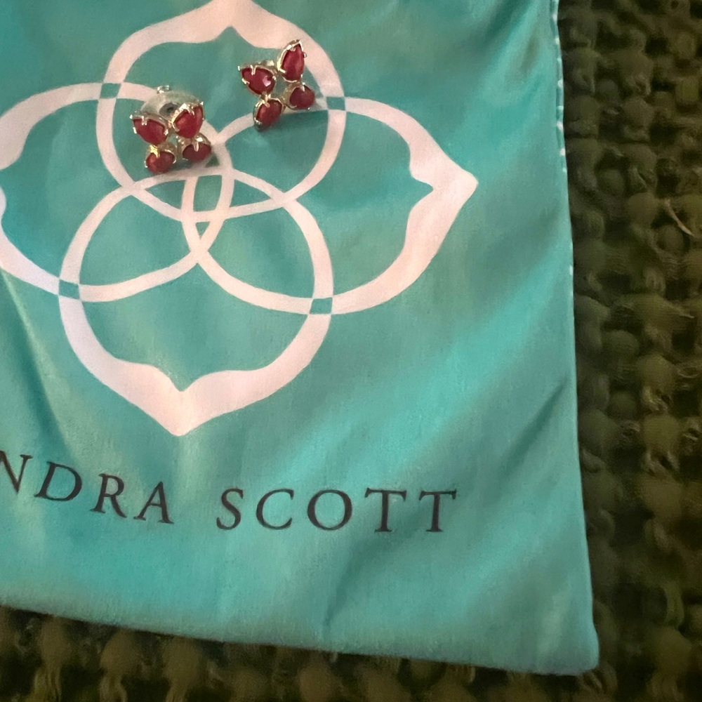 Deep red stud earrings